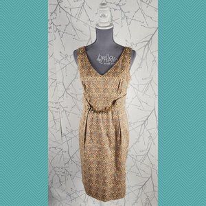 Etcetera Paisley Brocade Golden Chainlink Sheath Dress